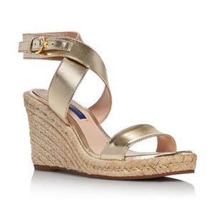 Stuart Weitzman Lexia Espadrille Wedges Size 7.5 Gold